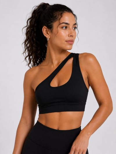 SparkNine Flexchic push-up sport-bh - met hoge ondersteuning - S - zwart - één schouder sporttop - stevig & stijlvol