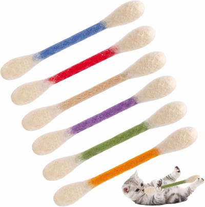 Katten Speelgoed Wattenstaafjes - Kattengras Speelgoed - Stimuleer Jachtinstinct - Scheurvast en Slijtvast - 6 stuks