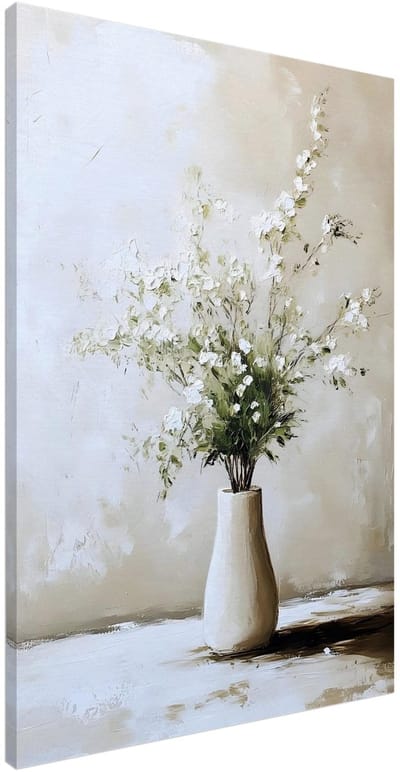 Canvas Schilderij - Artistic flowers in a vase 100x150 cm - Bloemen en Planten Wanddecoratie Woonkamer & Slaapkamer