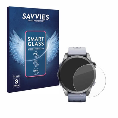 3 Stuks Savvies Screenprotector - geschikt voor Garmin Fenix 7S (42 mm) - beschermfolie glas transparant