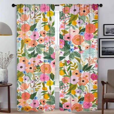 Bloemgordijnen voor Woonkamer Gordijn Anti-muggengordijnen 2 Stuks Tule voor Slaapkamer Halloween Decoratie Scheidingsschermen W50xH70cmx2pcs-CL