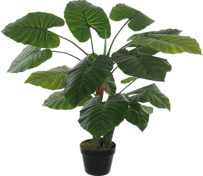 Groene Colocasia Taro kunstplant 90 cm in zwarte plastic pot - Kunstplanten/nepplanten