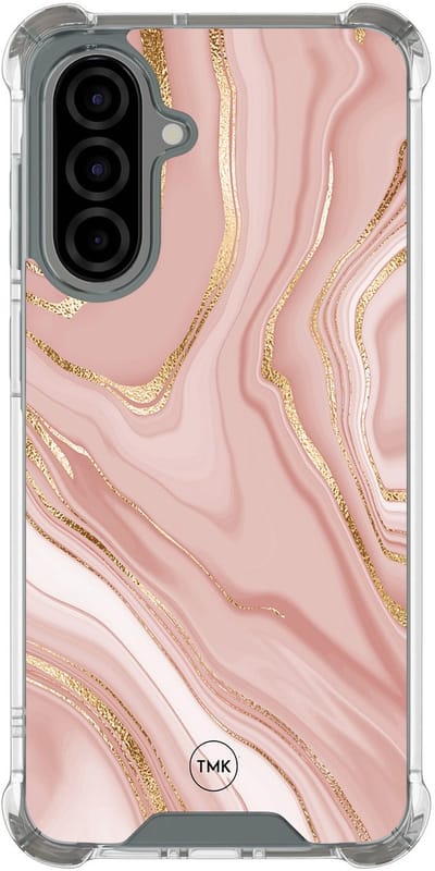 Shockproof hoesje geschikt voor Samsung Galaxy A56 - Rose marble - Schokbestendig - Verhoogde randen - TPU case - Extra Sterke Back Cover - Marmer - Transparant, Roze