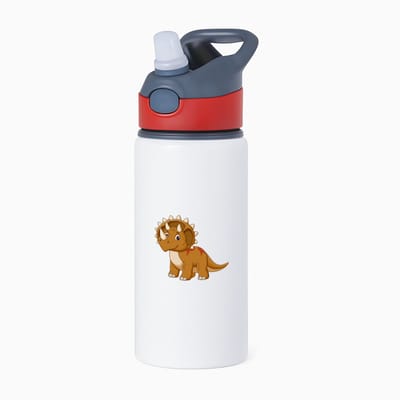 Hacebo® - Triceratops waterfles met rietje rood - Dinosaurus - Dinoliefhebber - T - rex - prehistorie - water fles - 650ML