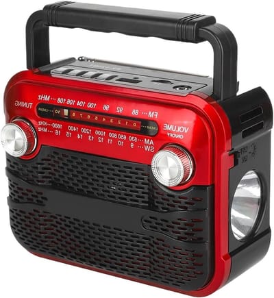 Zonne-Energie Radio - Weerradio Zaklamp - Outdoor Noodhulp - Handmatige Oplaadfunctie - 15x8x12 cm - Rood