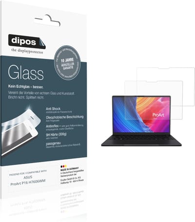 dipos – 2x Matte Pantserfolie geschikt voor ASUS ProArt P16 H7606WM | 9H Screenprotector