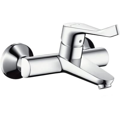 Hansgrohe Focus Care - opbouw wandkraan - met koppelingen - met verlengde greep - 12.1cm - ecosmart - hoogglans chroom