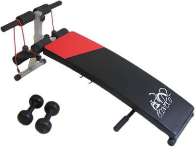 Schuine trainingsbank - Fitness bank - Buikspier training - Verstelbare hoek - 53 x 126 x 38 cm - Oranje
