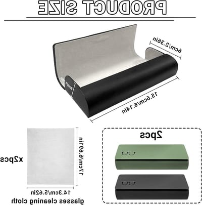 Set van 2 Harde Brilhoezen, Duurzame PU Brilcases, Inclusief Schoonmaakdoekje voor Mannen en Vrouwen, Ideaal voor Reizen en Bescherming