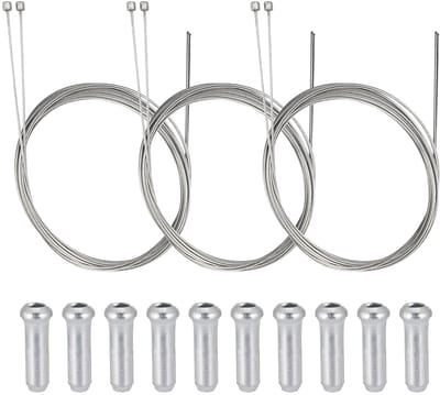 Dailygoods- Fietsderailleurkabel 2 m - Universele Schakelkabel - Fietssnelheidskabel - Edelstaal - 6 Stuks - 10 Adereindhulzen - Fietskabel