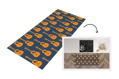 Keukenloper - Loper keuken - Gitaar - Patronen - Muziek - 120x50 cm - Keukenloper vinyl
