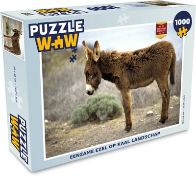 Puzzel Eenzame ezel op kaal landschap - Legpuzzel - Puzzel 1000 stukjes volwassenen