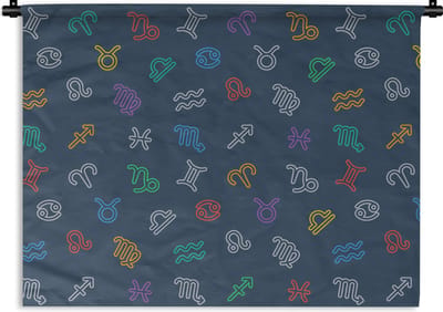 Wandkleed - Wanddoek - Zodiac - Patroon - Astrologie - 60x45 cm - Wandtapijt