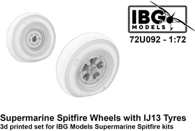 IBG Models Modelbouwpakket - 72U092 3D-geprinte Upgradeset - Wielen met IJ13 Banden voor Supermarine Spitfire Resin onderdeel - 1:72 - Modelbouw
