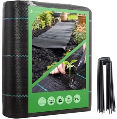 Mulchvlies 2x25 m met 50 haringen - UV-bescherming, scheurvast, waterdoorlatend