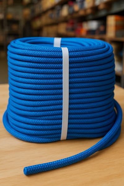 Sterk gevlochten touw Premium editie 20 meter – 10 mm dik – duurzaam nylon/polyester – blauw met donkerblauw detail – ideaal voor boot, werkplaats, tuin en outdoor gebruik