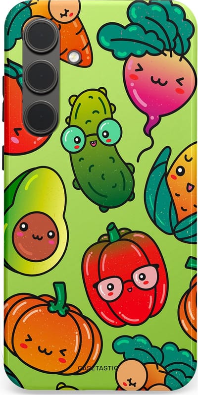 Casetastic Hoesje Geschikt voor Samsung S24 Plus - Stijlvolle Beschermende Duo-layer Case - Cartoon Groente Mix