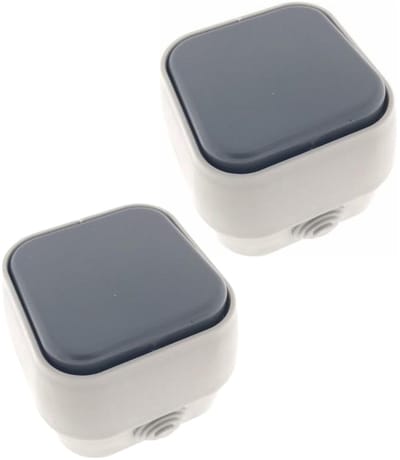 Benson Wandcontactdoos - 2x - opbouw - IP54 - 10A - wit/antraciet - stof- en waterdicht