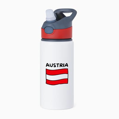 Hacebo® - Austria vlag waterfles met rietje rood - Oostenrijk - reizigers - toerist - verjaardagscadeau - souvenir - vakantie - water fles - 650ML