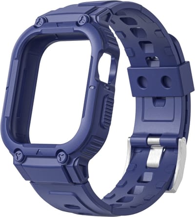 Siliconen bandje - geschikt voor Apple Watch series 1/2/3/4/5/6/7/8/9/10/11/ SE (1,2,3) / Ultra (1,2,3) met maat 44 mm / 45 mm / 46 mm / 49 mm - blauw