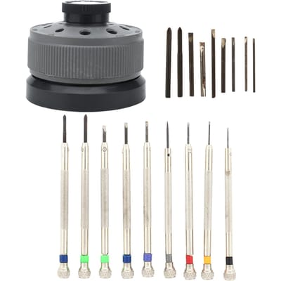 9 stuks 0,8 mm?2.0mm Horlogeschroevendraaierset Gereedschap voor Horlogereparatie gray