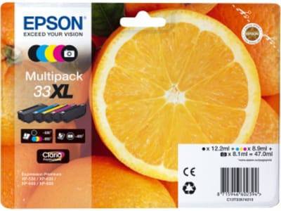 Epson Inktcartridge T3357, 33XL Origineel Combipack Zwart, Foto zwart, Cyaan, Magenta, Geel C13T33574011