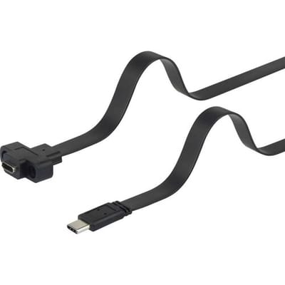 Renkforce RF-3415026 USB-kabel USB 3.2 Gen1 USB-C stekker, USB-C bus 0.50 m Zwart Schroefbaar, Zeer flexibel