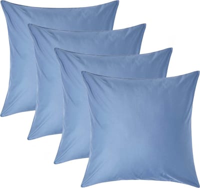 Homescapes Luxe Satijn Kussensloop 60x60 cm – Staalblauw – Set van 4 – 100% Egyptisch Katoen Satijn – Draaddichtheid 1000