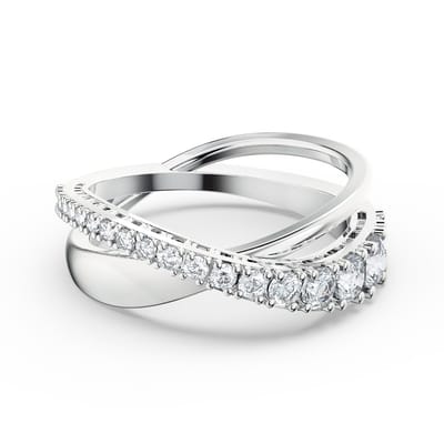 Swarovski Twist Dames Ring Metaal - Zilverkleurig - 19.25 mm / maat 60