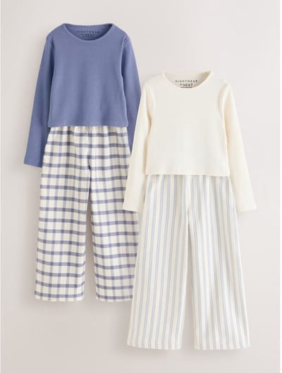 Next - Meisjes - Set van 2 geweven pyjamabroeken - Blauw