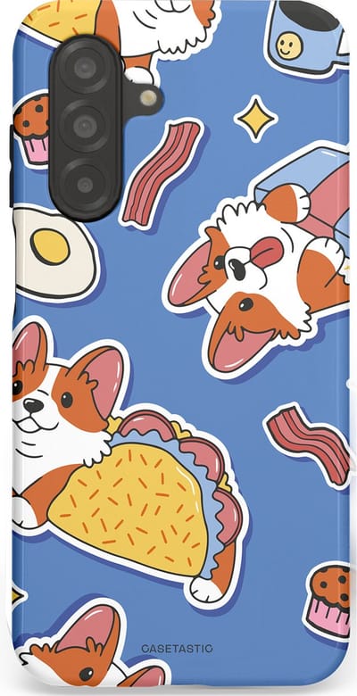 Casetastic Hoesje Geschikt voor Samsung A26 - Stijlvolle Beschermende Duo-layer Case - Corgi en Snacks