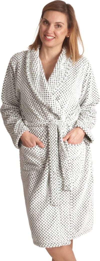 Dames badjas fleece – ochtendjas – zacht & warm - Lichtgroen - cadeau - maat S