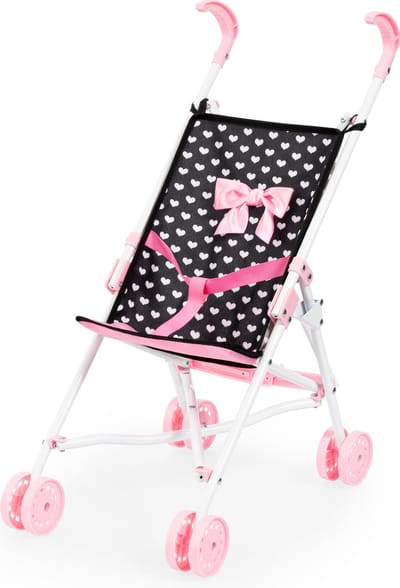 Bayer Design - Poppenbuggy in zwart, wit/roze