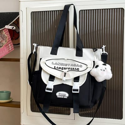 Sac de Tutorat Simple pour Étudiant Japonais Frais à Rabat pour Étude et Déplacements Étude Sac Bandoulière Couleur Contrastée Sac Bandoulière pour les Cours single bag
