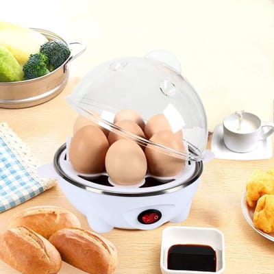 Automatische eierkoker met luchtdichte sluiting - Kookt tot 7 eieren - Multifunctioneel - Elektrisch - Met timer - 350 watt - Kan koken, zachtkoken, stomen en meer - Wit