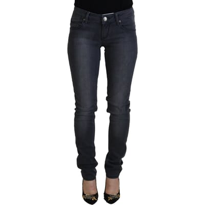 Acht Grijze Katoenen Skinny Lage Taille Dames Casual Denim Dames Jeans