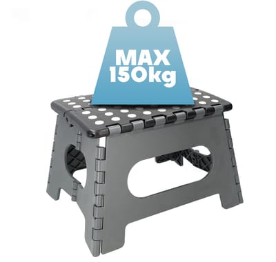 Opstapkrukje Inklapbaar - Antislip - 150KG - Huishoudtrap / Keukentrapje Opvouwbaar - Opstapje Volwassenen / Kinderen - Opstap Krukje - Opstapjes - Grijs - Löwenthal
