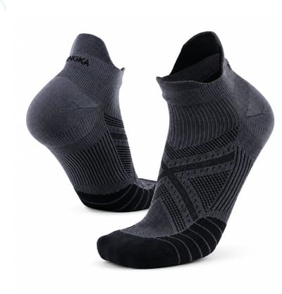 KANGKA Hardloopsokken Dames Maat M (36-39) - Enkelsokken Zwart - Hardloopsokken voor Dames – Compressie Sportsokken voor Hardlopen, Wandelen & Fitness – Ademend & Comfortabel