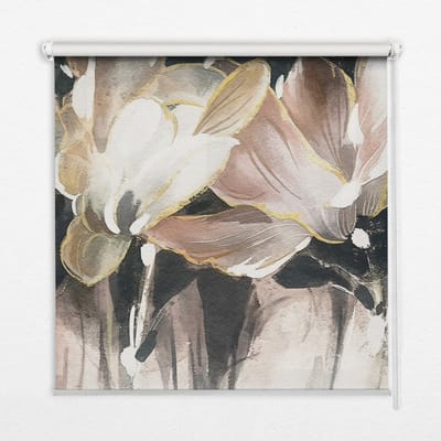 Coloray Rolgordijn Verduisterend - Geschilderde Bloemen Verduisterend Rolgordijn - 90x140 cm - Roze Isolerend Rolgordijn - Planten Verduisterend Rolgordijn Slaapkamer - Rolgordijn Wandmontage
