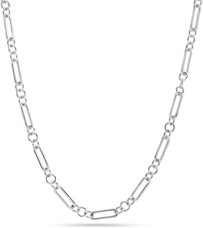 Solide halsketting van 925 sterling zilver, 4,6 mm, Italiaanse paperclip, schakelketting, halsketting voor dames en heren, gemaakt in Italië (45, 50, 61, 91 cm), Length 20 Inches, Zilver
