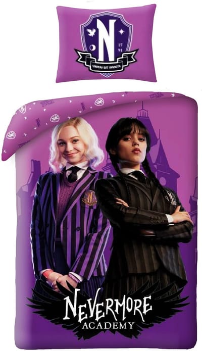 Wednesday Nevermore Dekbedovertrek 140 x 200 cm (70 x 90 cm) - polyester