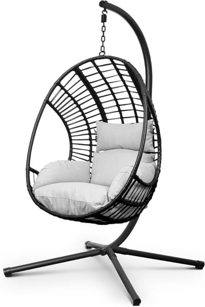 Hangstoel Cocoon - Egg Hangstoel – Hang Stoel Met Standaard – Egg Chair Inclusief Kussens – Voor Binnen Of Buiten – Hangstoelen –Lichtgrijs