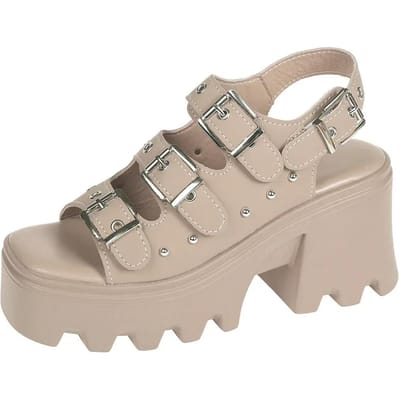 Grote maat dames sandalen met hoge hak zomer punk hoogte toenemende sandaal motorfiets gothic dames schoenen khaki platform sandalen 39 gray