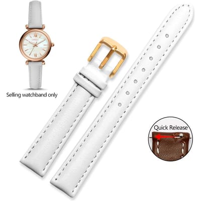 Echt lederen horlogeband voor Casio Citizen Fossil Effen horlogeband Folli Damesarmband Blauw Roze Bruin 14mm 16mm 18mm 20mm 12mm white