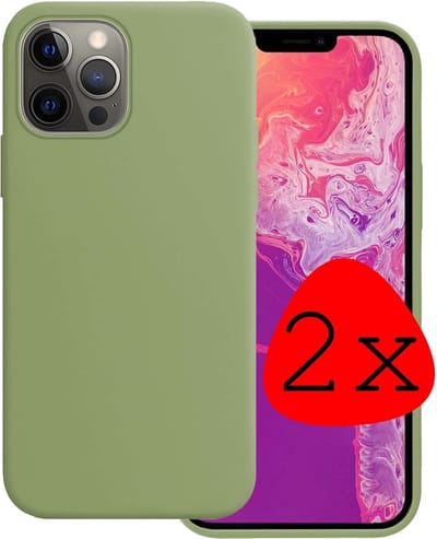 Hoesje 2 Stuks - Geschikt voor Apple iPhone 14 Pro - Sterk & Shockproof - Case Siliconen - Back Cover - Telefoon Hoes - Groen