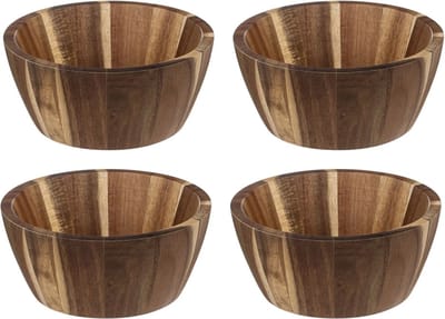 Secret de Gourmet set van 4x stuks Salade schaaltjes Alicante - Acaciahout - 16 x 7 cm