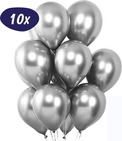 Chrome Zilveren Ballonnen - 10 Stuks - Helium Ballonnen - Latex - Verjaardag Versiering - Oud en Nieuw - Bruiloft