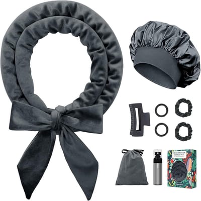 Warmtevrije haar krulspelden set - 70 inch zachte hoofdband voor langdurige krullen - 9 stuks - ideaal voor lang haar - grijs
