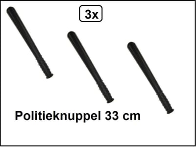 3x Politieknuppel 33 cm - politie knuppel thema feest party fun verjaardag police swat