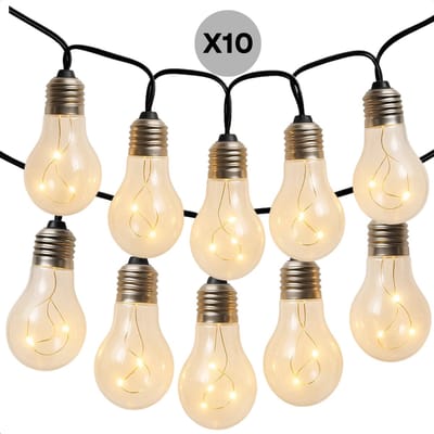 Lomera Feestverlichting Voor De Tuin - Warm Wit Licht - Snoerverlichting Zwart - 10 Led Lampen - Mini-Led - Ip44 Adapter - Geschikt Voor Binnen En Buiten - Energiezuinig 0.8W - Tuinverlichting - Sfeerverlichting